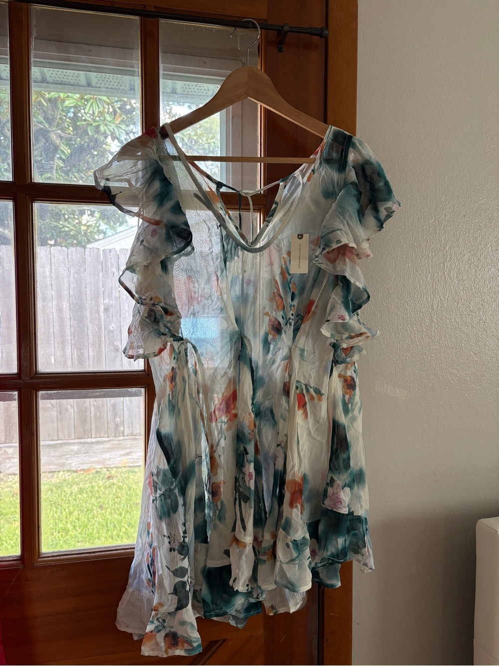Anthropologie NWT Godet Swing Tunic Asymmetrical Sheer Boho Ethereal Top